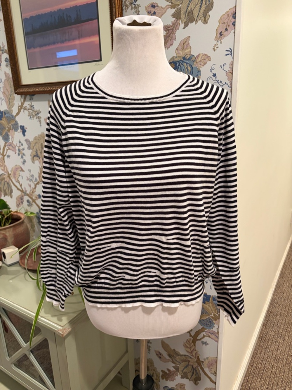 Zadig & Voltaire Camille Raye Black and White Striped Long-Sleeve Top
